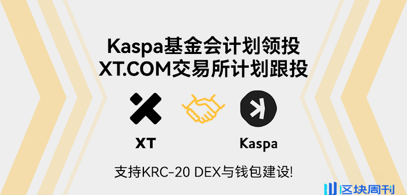 Kaspa 基金会计划领投，XT.COM 交易所计划跟投支持 KRC-20 DEX 与钱包建设