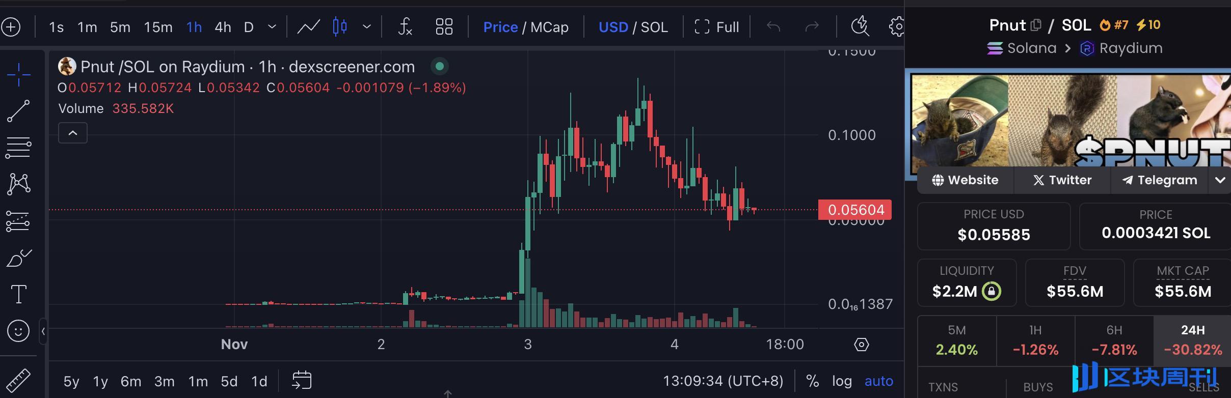 MEME 币Pnut 市值一度破亿，获马斯克声援的网红松鼠Peanut 之死引发美国政治运动-区块周刊BlockWeeks