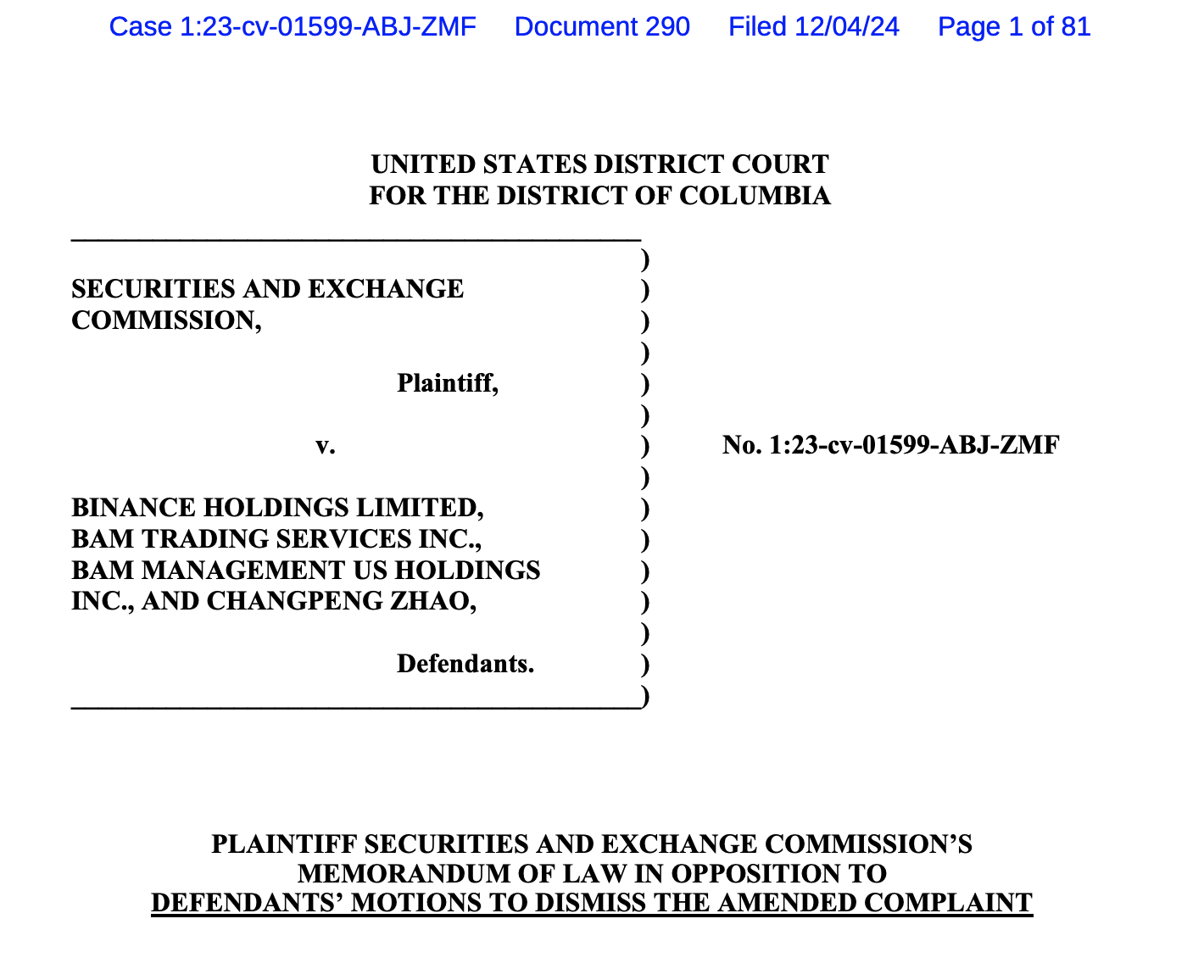 SEC 最後一搏？再提修正版訴訟，指控幣安與 CZ 違法經營證券交易