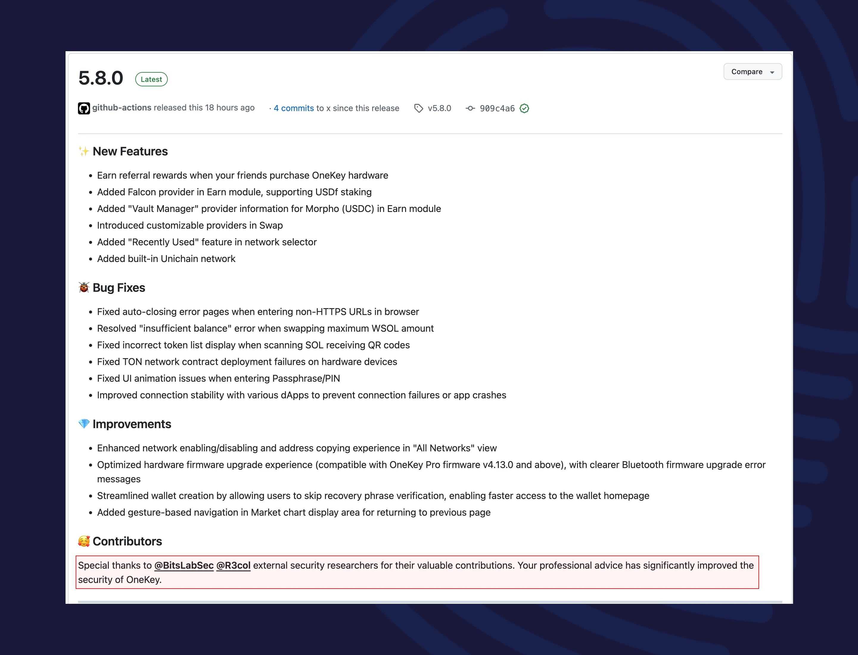 由BitsLab 发起的Web3 护航计划再结硕果：OneKey 安全升级正式发布，公开致谢BitsLab 及白帽黑客-区块周刊BlockWeeks