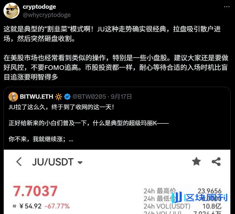 惊天暴跌70%！JuCoin平台币JU一夜蒸发，5000万用户彻夜无眠！