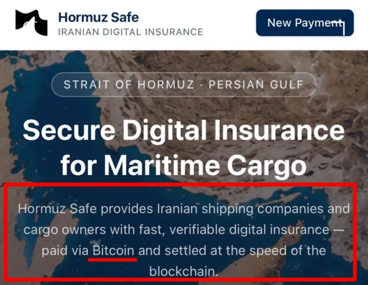 伊朗推出比特币海运保险平台「HormuzSafe」,号称年收入可超100亿美元