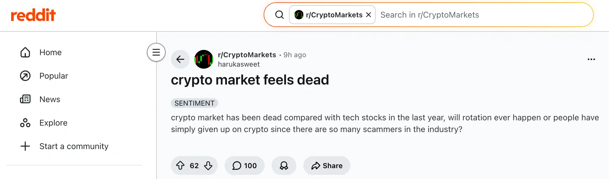 Reddit 加密讨论:科技股狂奔 8 个月,加密社区开始「认命」了吗?